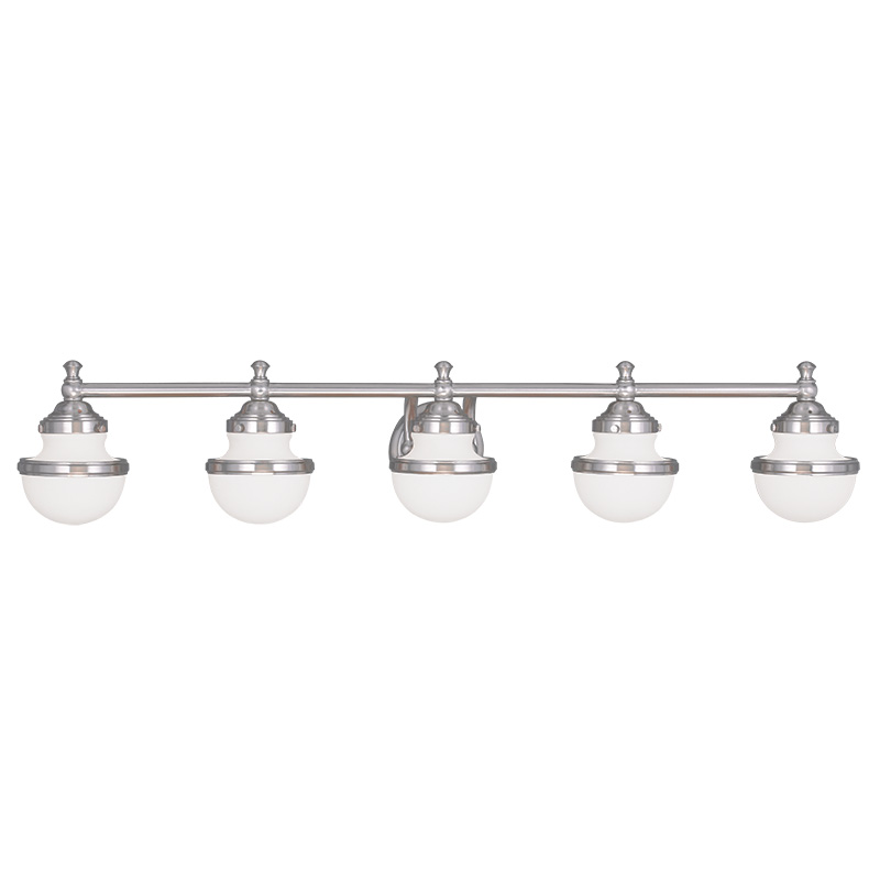 Livex Lighting 5715-91 Oldwick Bath Light in Brushed Nickel with Hand Blown Satin Opal White Glass