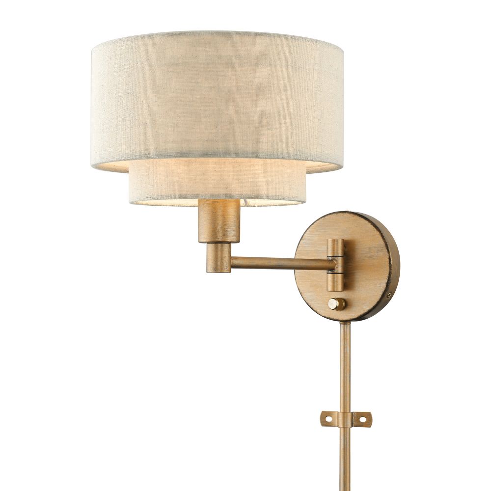 Livex Lighting 58880-48 1 Light Antique Gold Leaf Swing Arm Wall Lamp