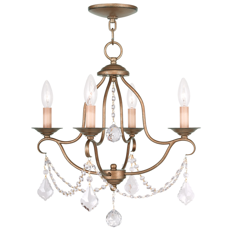 Livex Lighting 6424-48 Chesterfield Mini Chandelier in Antique Gold Leaf