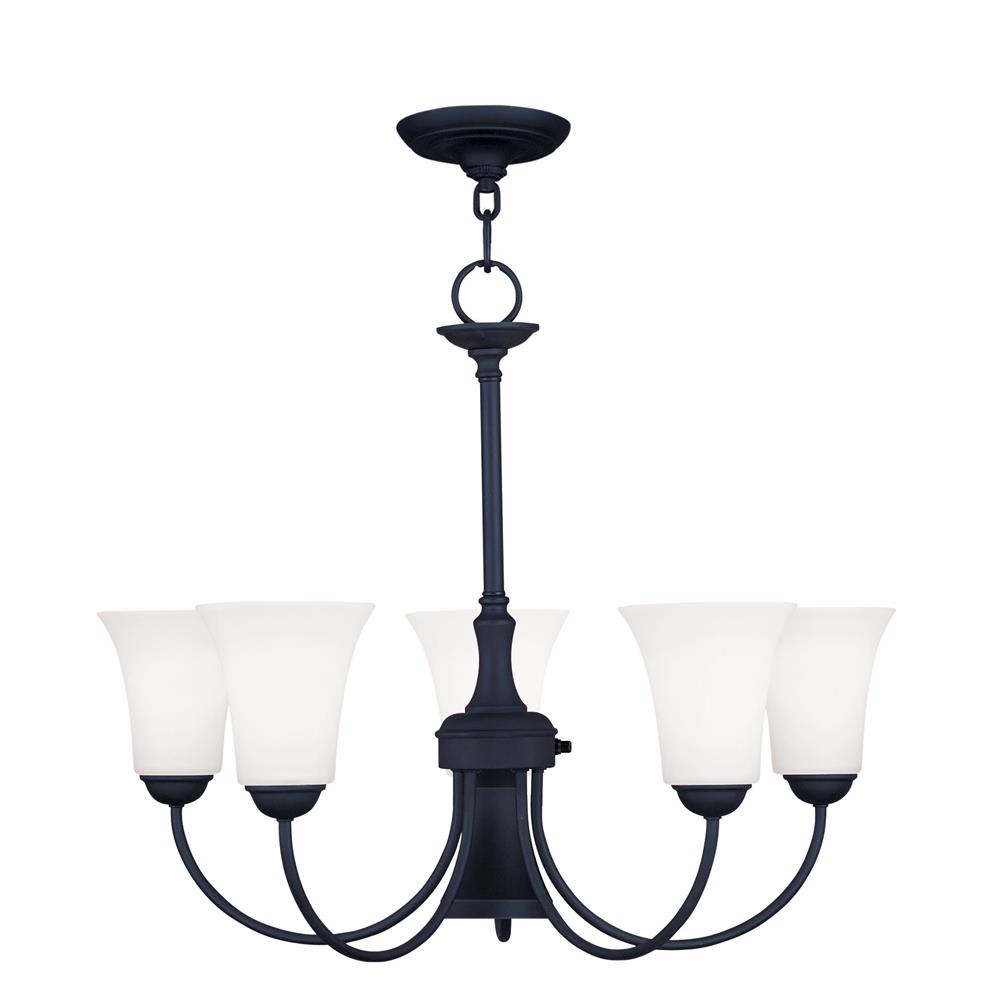 Livex Lighting 6465 Ridgedale 21 Inch Tall Up Lighting 1 Tier Chandelier with 5 Lights in Black