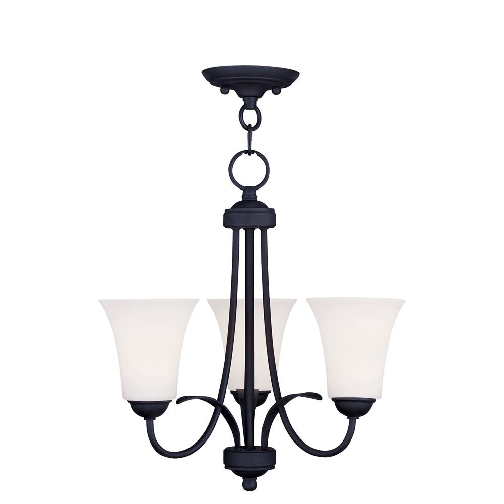 Livex Lighting 6473 Ridgedale 16.5 Inch Tall Up Lighting 1 Tier Chandelier with 3 Lights in Black