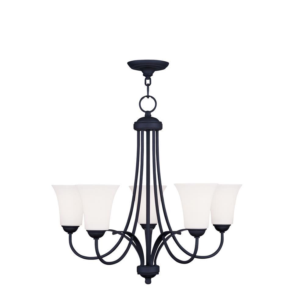 Livex Lighting 6475 Ridgedale 22 Inch Tall Up Lighting 1 Tier Chandelier with 5 Lights in Black