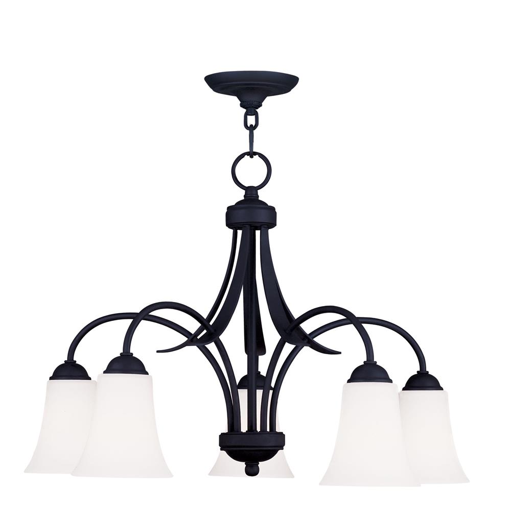 Livex Lighting 6476 Ridgedale 17.75 Inch Tall Down Lighting 1 Tier Chandelier with 5 Lights in Black