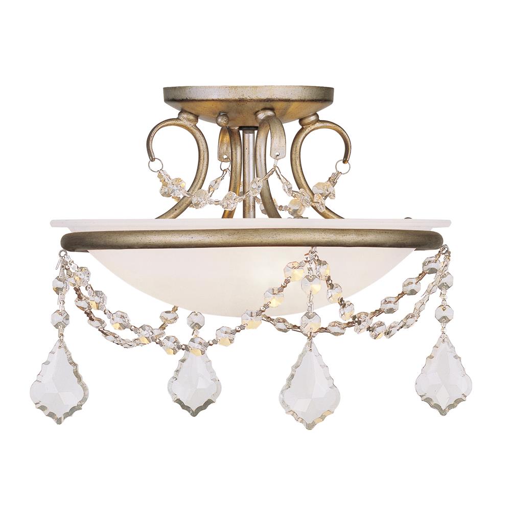 Livex Lighting 6523 Pennington 12 Inch Wide Semi-Flush Ceiling Fixture with 2 Lights in Antique Silver Leaf