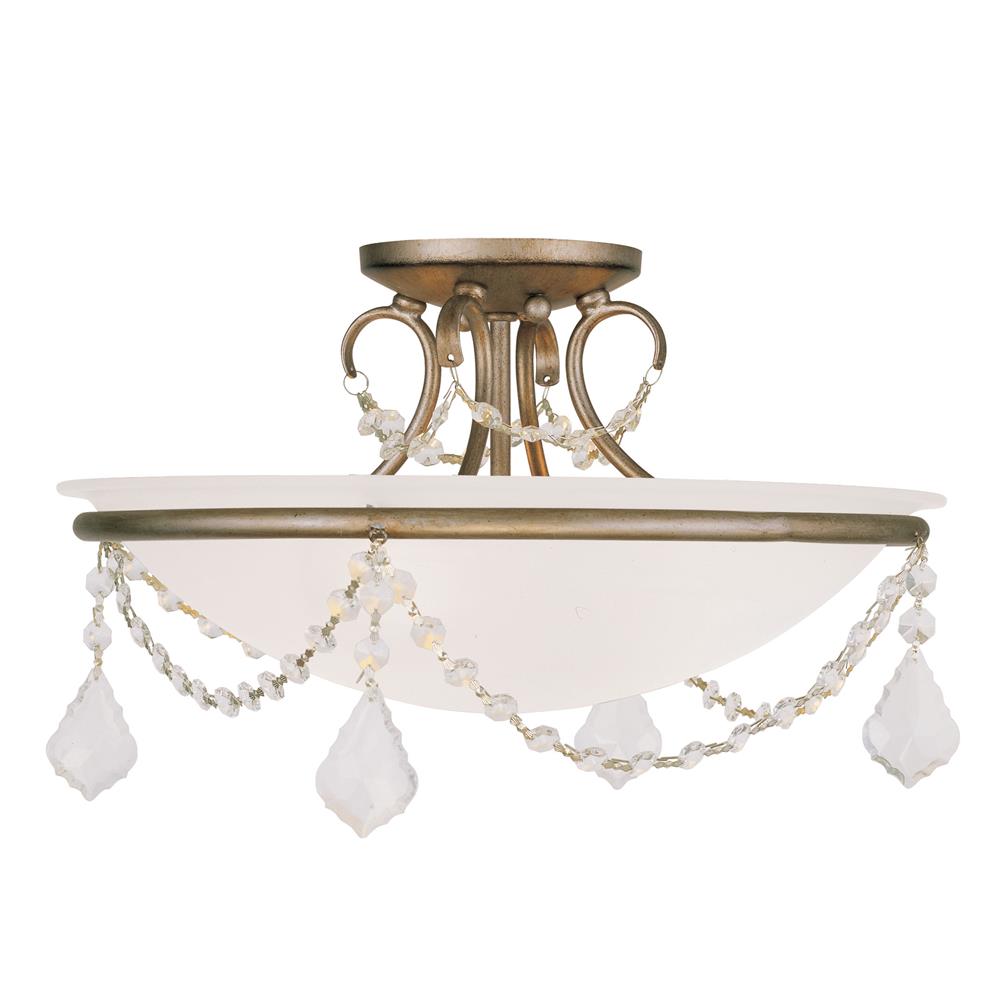 Livex Lighting 6524 Pennington 16 Inch Wide Semi-Flush Ceiling Fixture with 3 Lights in Antique Silver Leaf