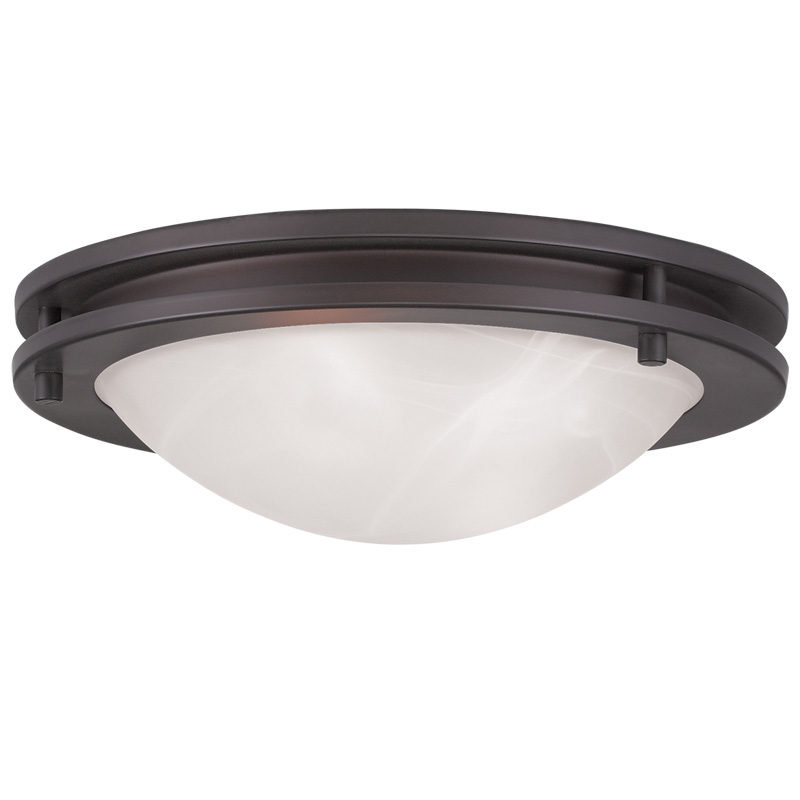 Livex Lighting 7057-07 Ariel Ceiling Mount in Bronze with White Alabaster Glass