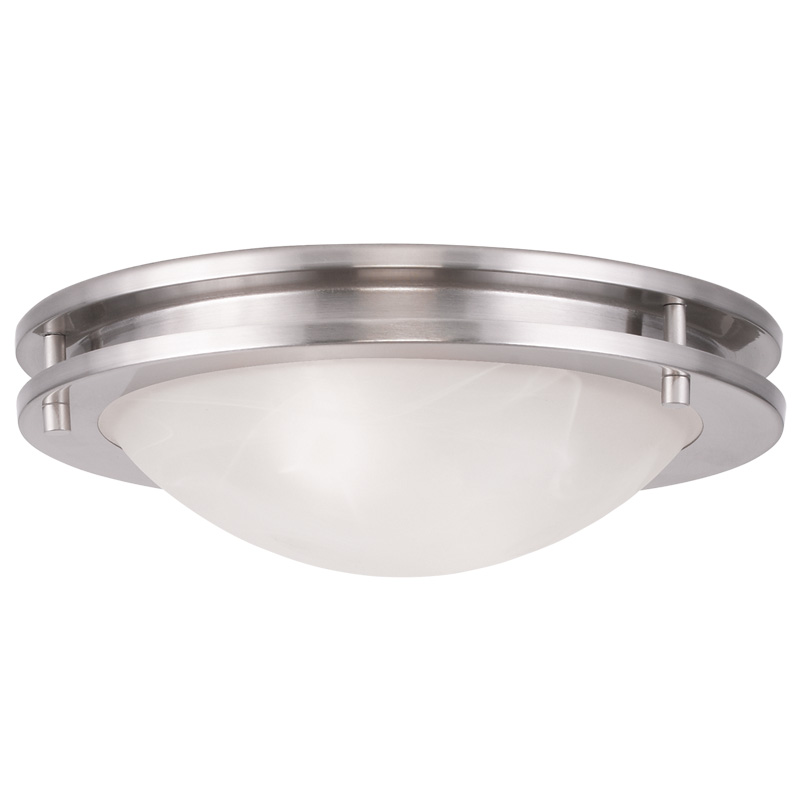 Livex Lighting 7057-91 Ariel Ceiling Mount in Brushed Nickel with White Alabaster Glass