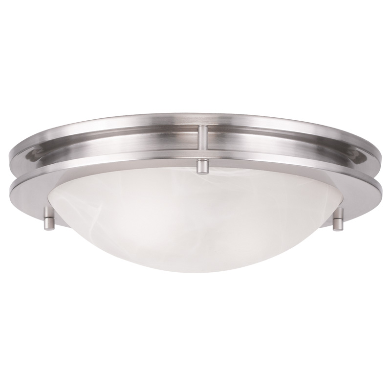 Livex Lighting 7058-91 Ariel Ceiling Mount in Brushed Nickel with White Alabaster Glass