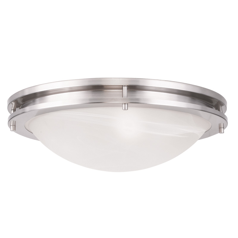 Livex Lighting 7059-91 Ariel Ceiling Mount in Brushed Nickel with White Alabaster Glass