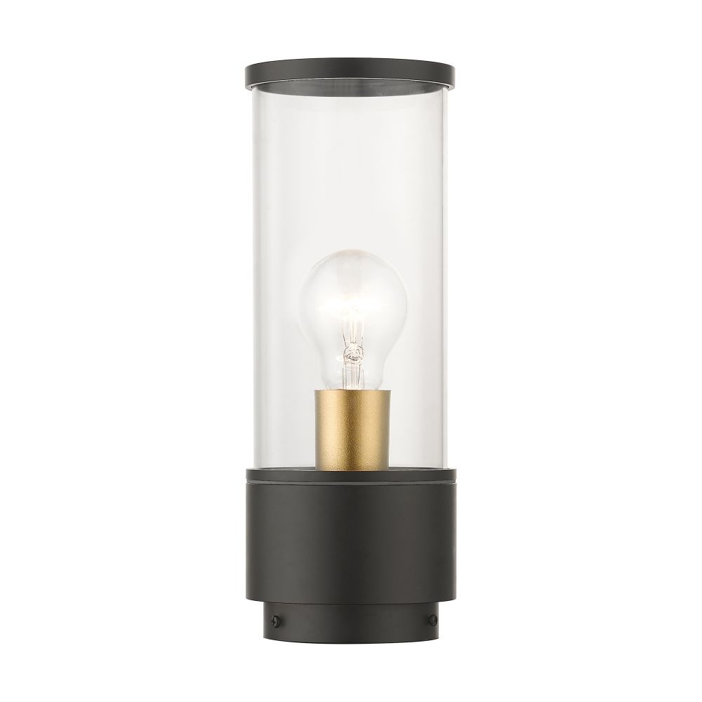 Livex Lighting 71925-07 2 Light Bronze Outdoor Medium Post Top Lantern with Antique Gold Finish Accents