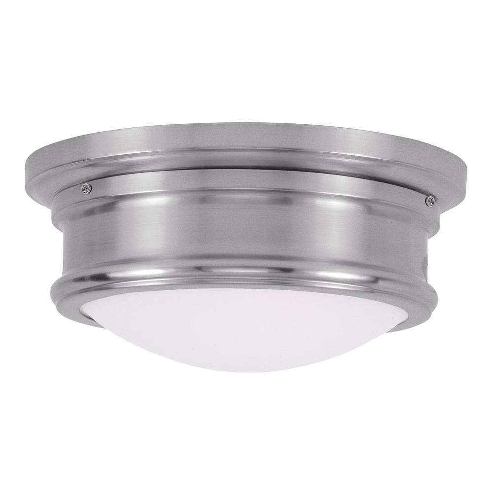 Livex Lighting 7341 4.5 Inch Tall Flush Mount Ceiling Fixture with 2 Lights in Brushed Nickel