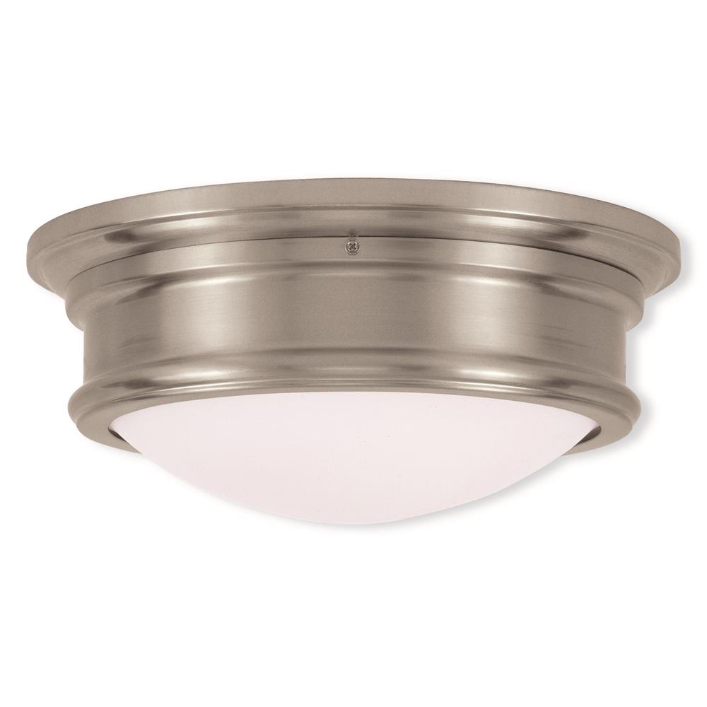 Livex Lighting 7342 5.5 Inch Tall Flush Mount Ceiling Fixture with 2 Lights in Brushed Nickel