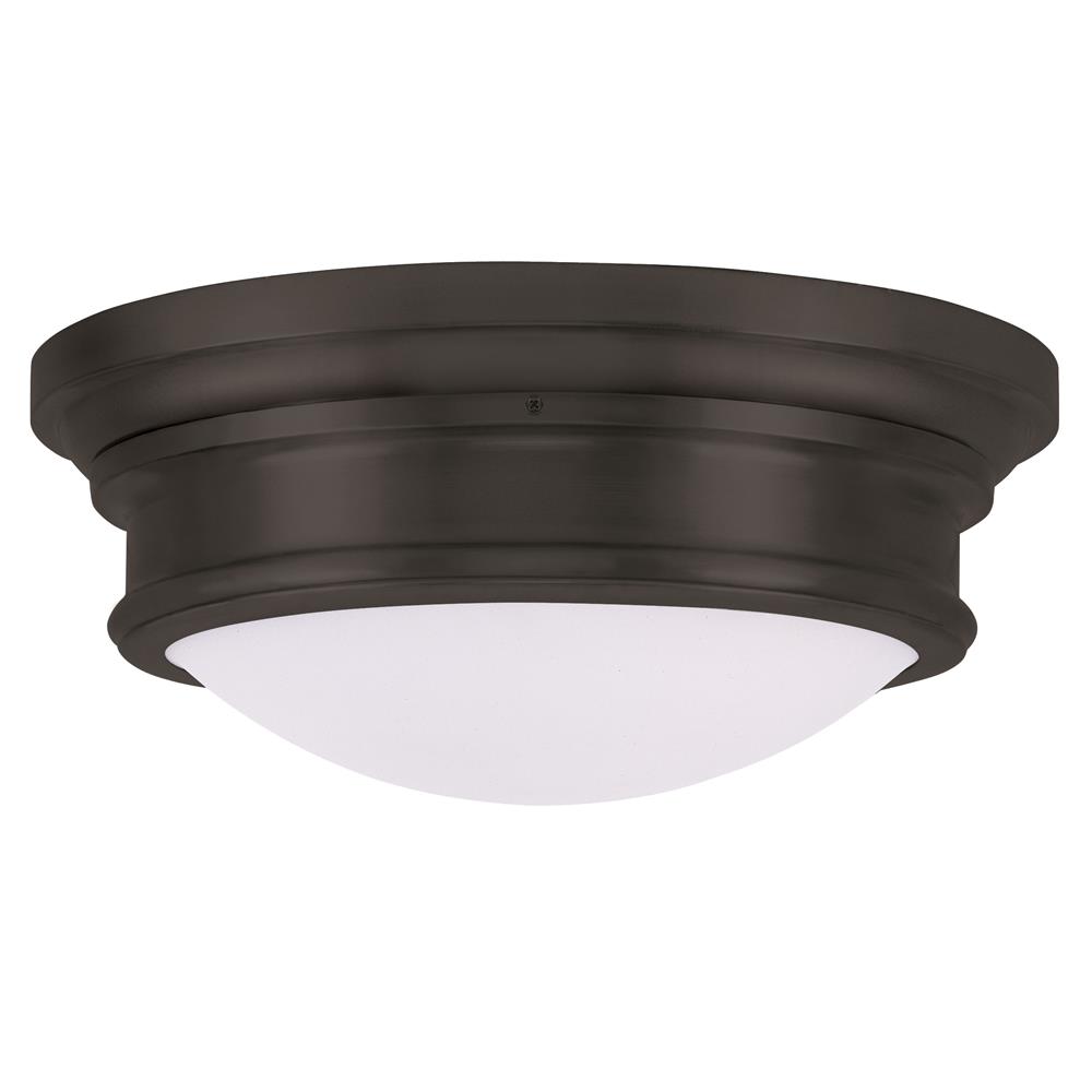 Livex Lighting 7343 6.5 Inch Tall Flush Mount Ceiling Fixture with 3 Lights in Bronze