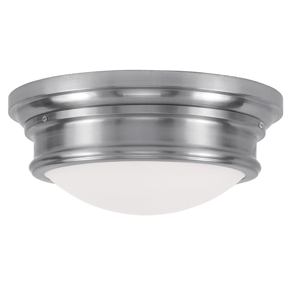 Livex Lighting 7343 6.5 Inch Tall Flush Mount Ceiling Fixture with 3 Lights in Brushed Nickel