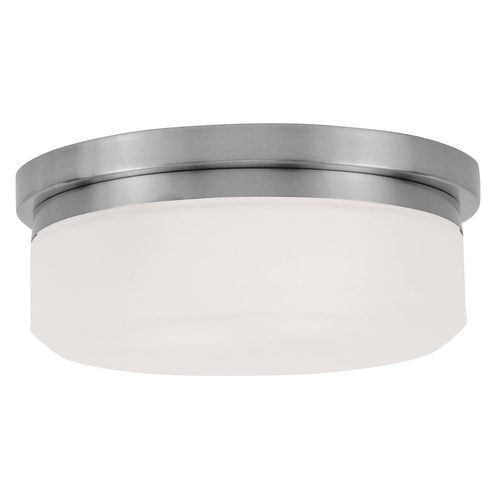 Livex Lighting 7390 8 Inch Wide Flush Mount Ceiling Fixture / Wall Sconce with 2 Lights in Brushed Nickel