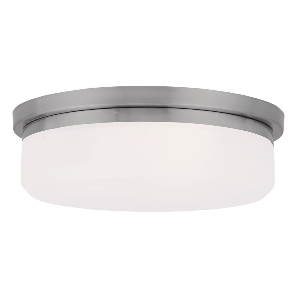 Livex Lighting 7392 13 Inch Wide Flush Mount Ceiling Fixture / Wall Sconce with 2 Lights in Brushed Nickel