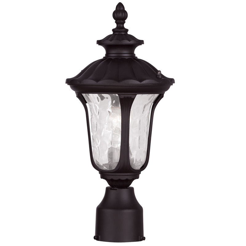 Livex Lighting 7848-07 Oxford Outdoor Post Head in Bronze with Clear Water Glass