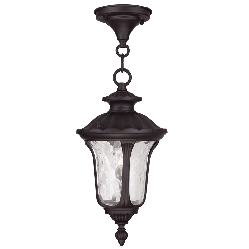 Livex Lighting 7849-07 Oxford Outdoor Chain Hang in Bronze with Clear Water Glass