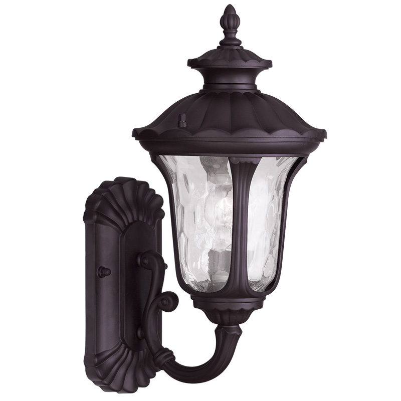Livex Lighting 7850-07 Oxford Outdoor Wall Lantern in Bronze with Clear Water Glass