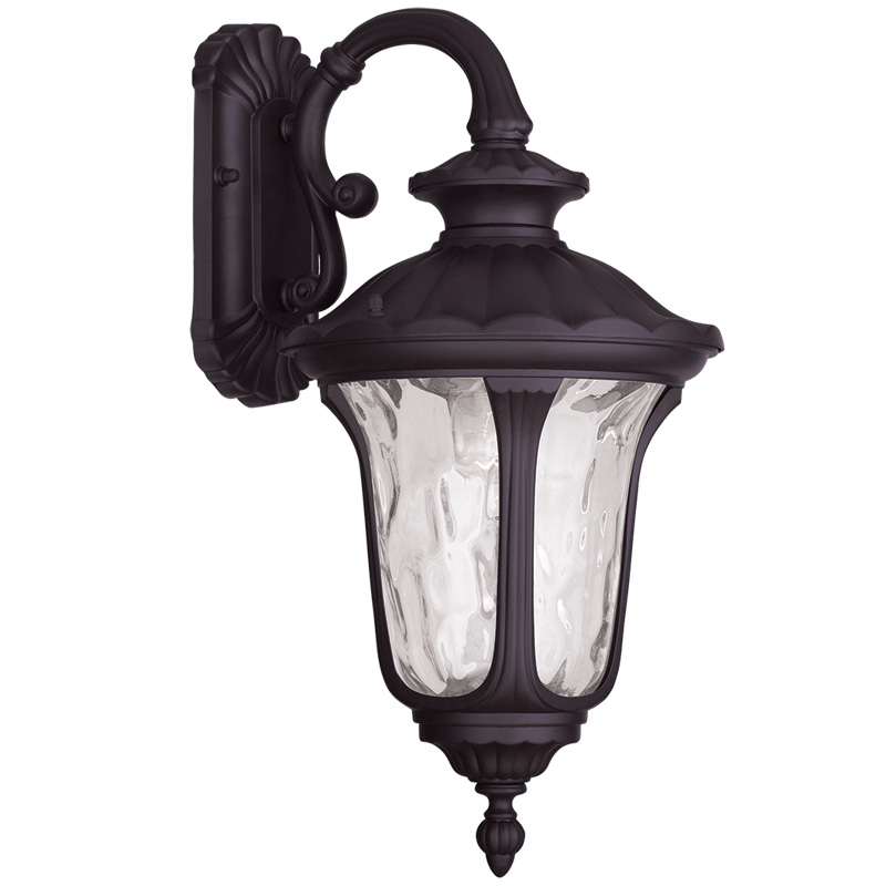 Livex Lighting 7853-07 Oxford Outdoor Wall Lantern in Bronze with Clear Water Glass