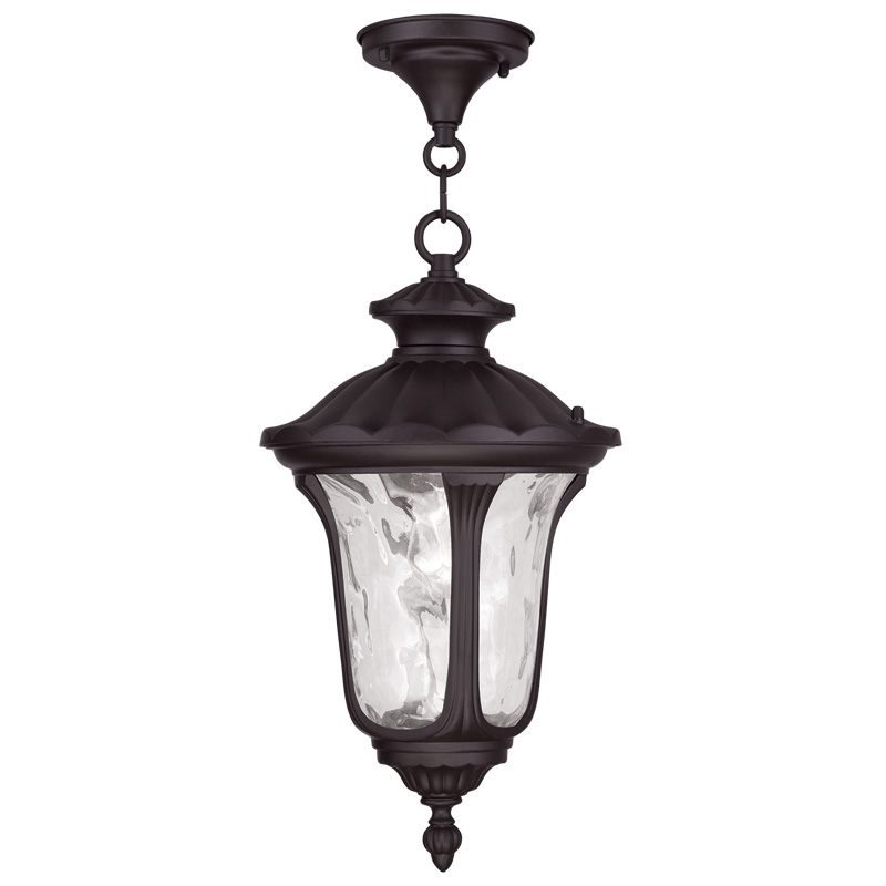 Livex Lighting 7854-07 Oxford Outdoor Chain Hang in Bronze with Clear Water Glass