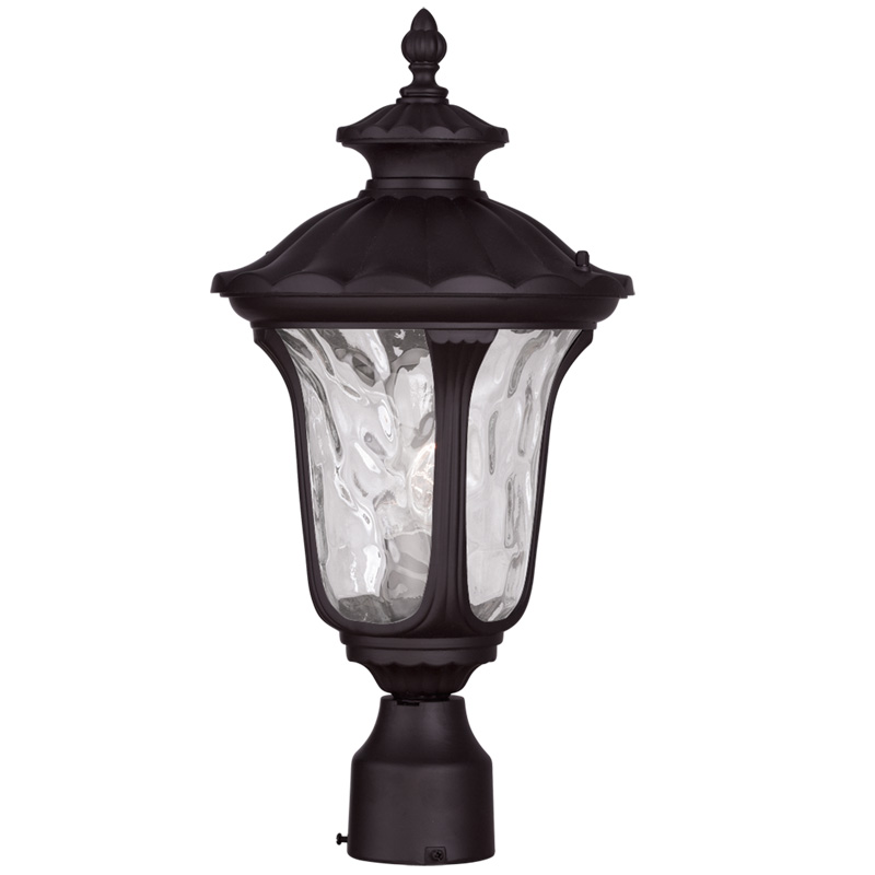 Livex Lighting 7855-07 Oxford Outdoor Post Head in Bronze with Clear Water Glass