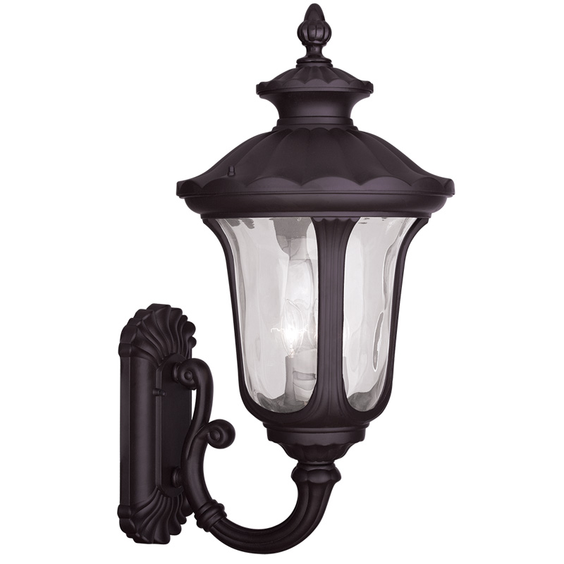 Livex Lighting 7856-07 Oxford Outdoor Wall Lantern in Bronze with Clear Water Glass