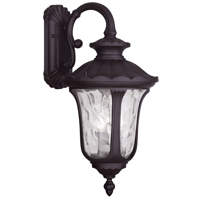 Livex Lighting 7857-07 Oxford Outdoor Wall Lantern in Bronze with Clear Water Glass