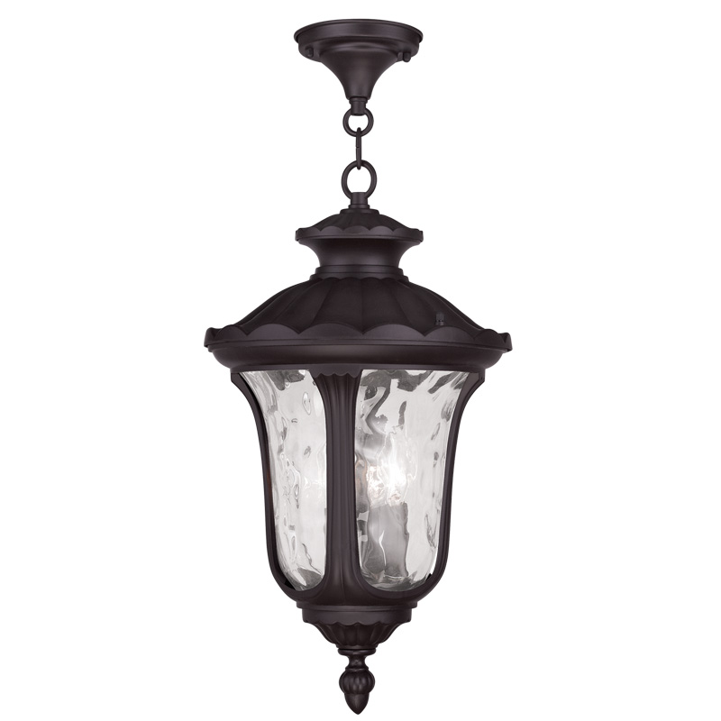 Livex Lighting 7858-07 Oxford Outdoor Chain Hang in Bronze with Clear Water Glass