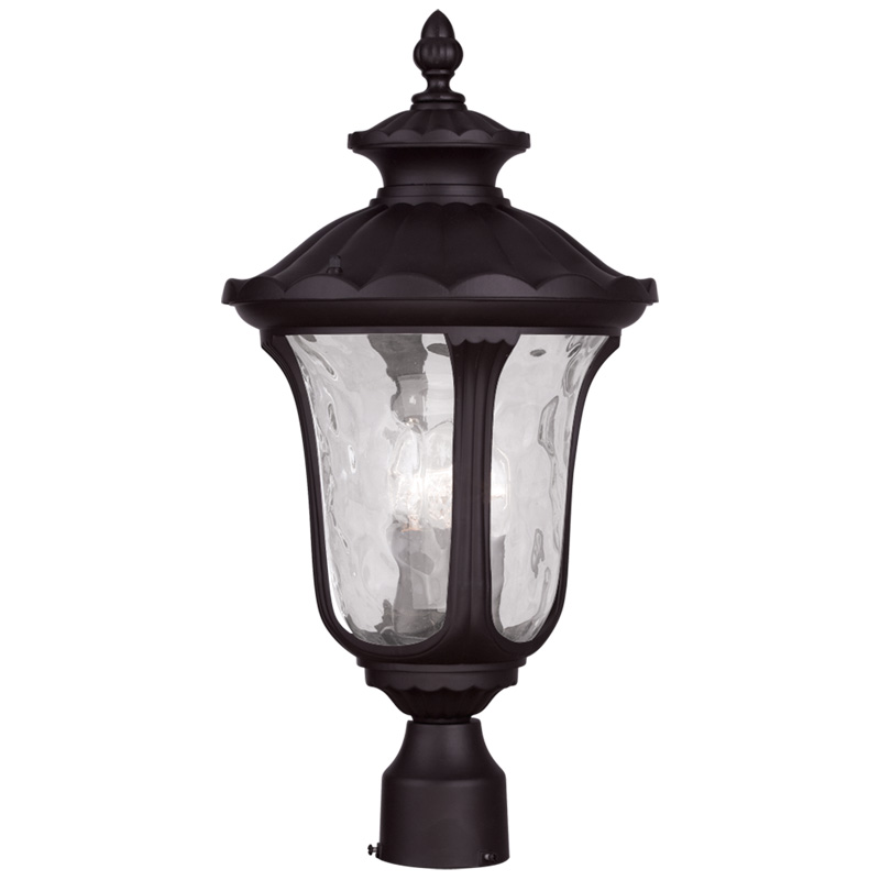 Livex Lighting 7859-07 Oxford Outdoor Post Head in Bronze with Clear Water Glass