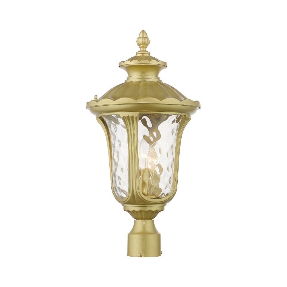Livex Lighting 7859-33 3 Light Soft Gold Outdoor Large Post Top Lantern