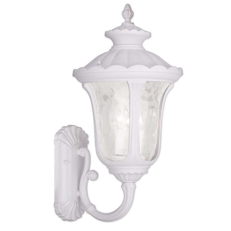 Livex Lighting 7862-03 Oxford Outdoor Wall Lantern in White with Clear Water Glass