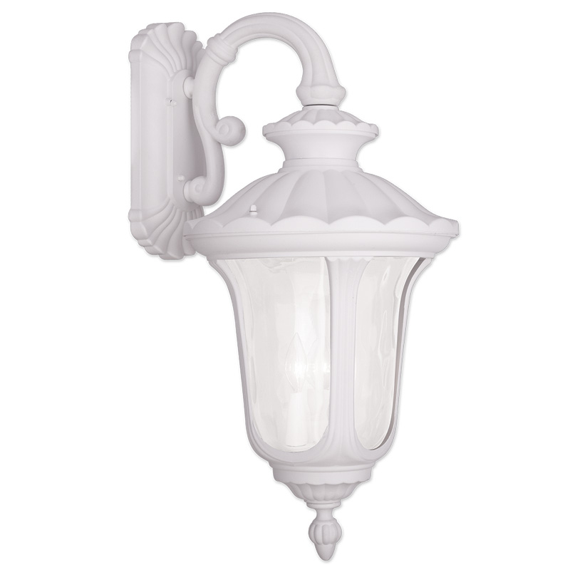 Livex Lighting 7863-03 Oxford Outdoor Wall Lantern in White with Clear Water Glass