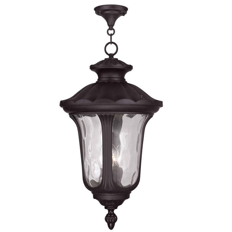 Livex Lighting 7865-07 Oxford Outdoor Chain Hang in Bronze with Clear Water Glass