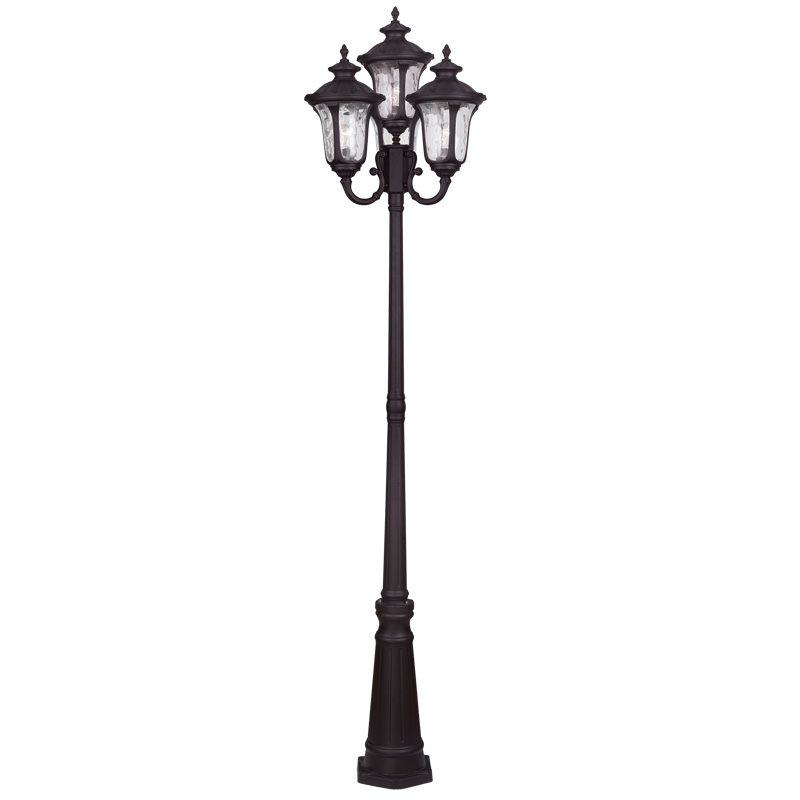 Livex Lighting 7869-07 Oxford Outdoor 4 Head Post in Bronze with Clear Water Glass