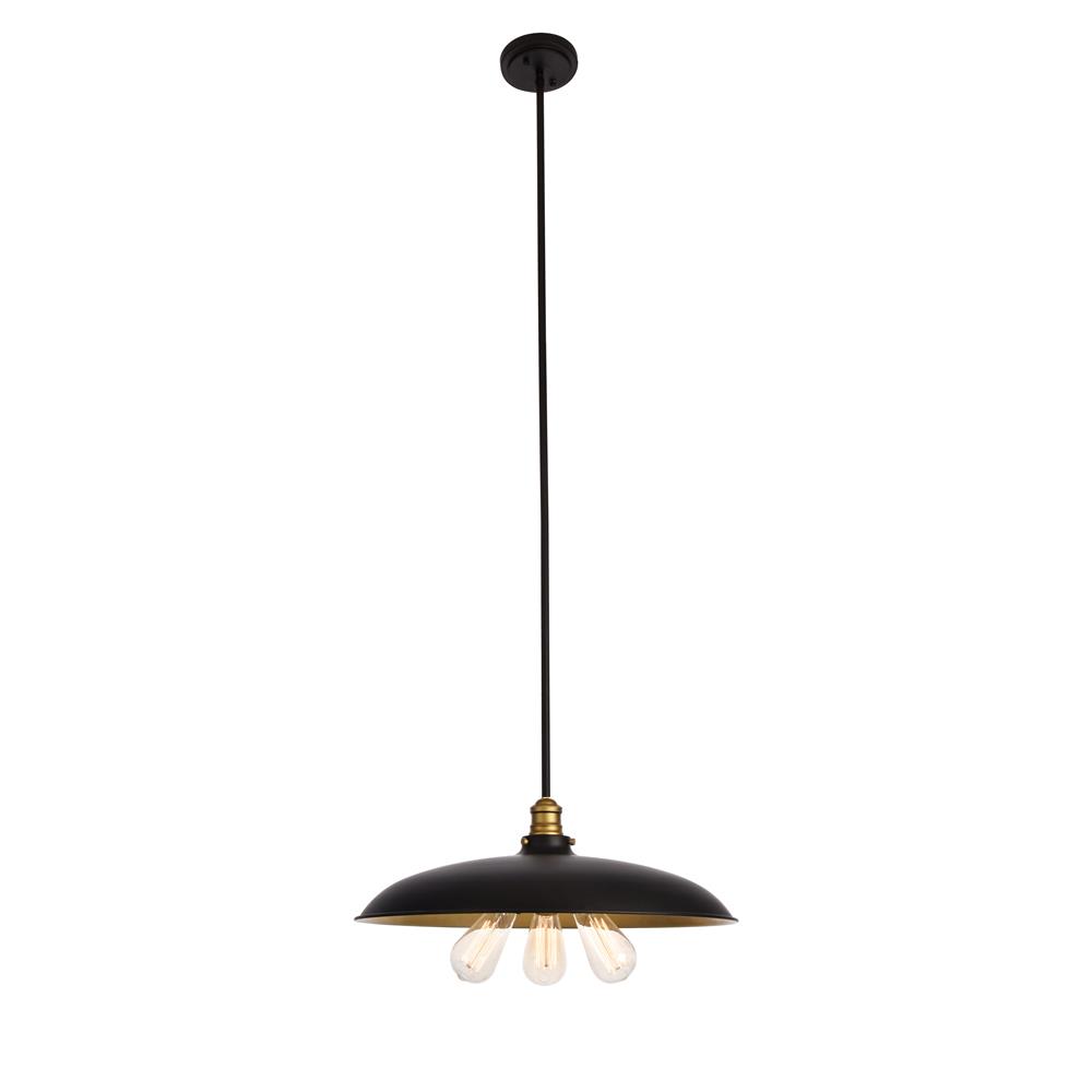 Living District by Elegant Lighting LD8004D20BK Anders Collection Chandelier D20.5 H6.5 Lt:3 Black and Brass Finish