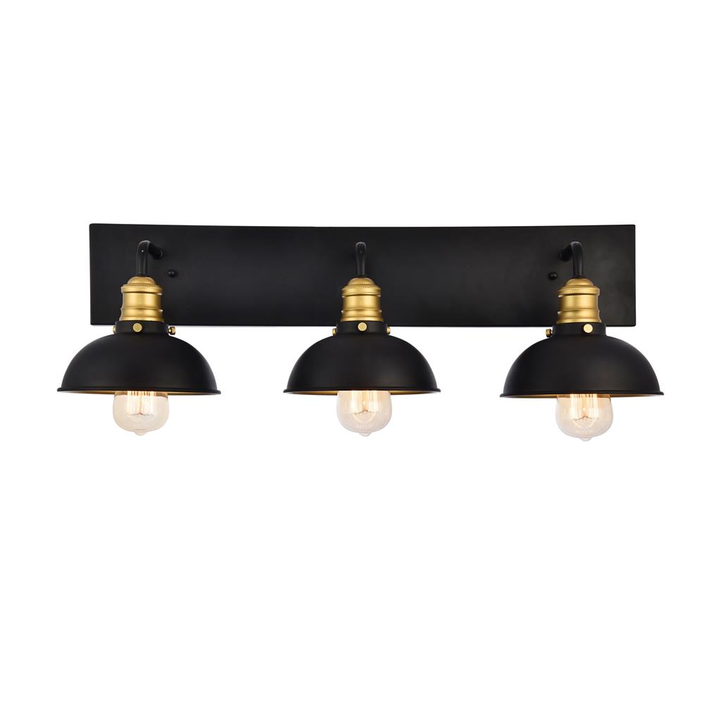 Living District by Elegant Lighting LD8004W27BK Anders Collection Wall Sconce D27 H8.3 Lt:3 Black and Brass Finish