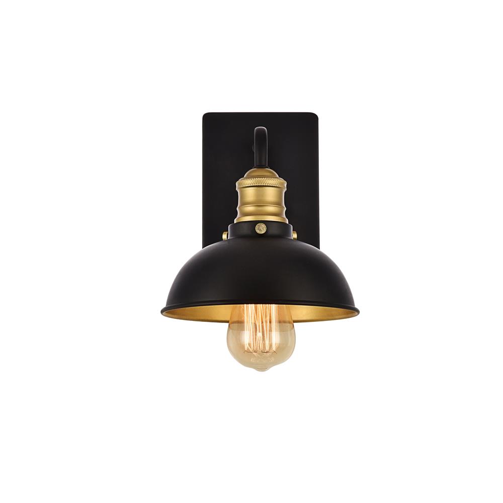 Living District by Elegant Lighting LD8004W7BK Anders Collection Wall Sconce D7.1 H8.3 Lt:1 Black and Brass Finish