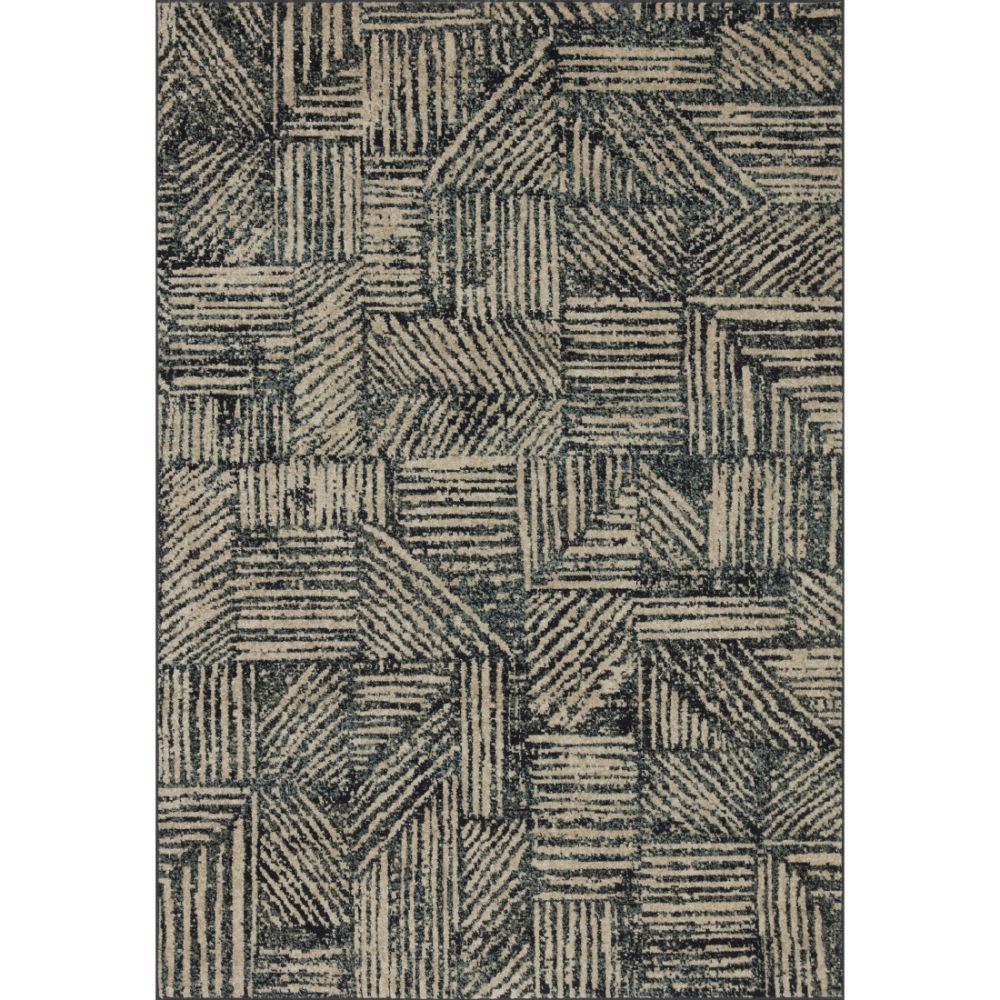 Loloi II BOW-01 BOWERY 18" x 18" Sample Rug in MIDNIGHT / TAUPE