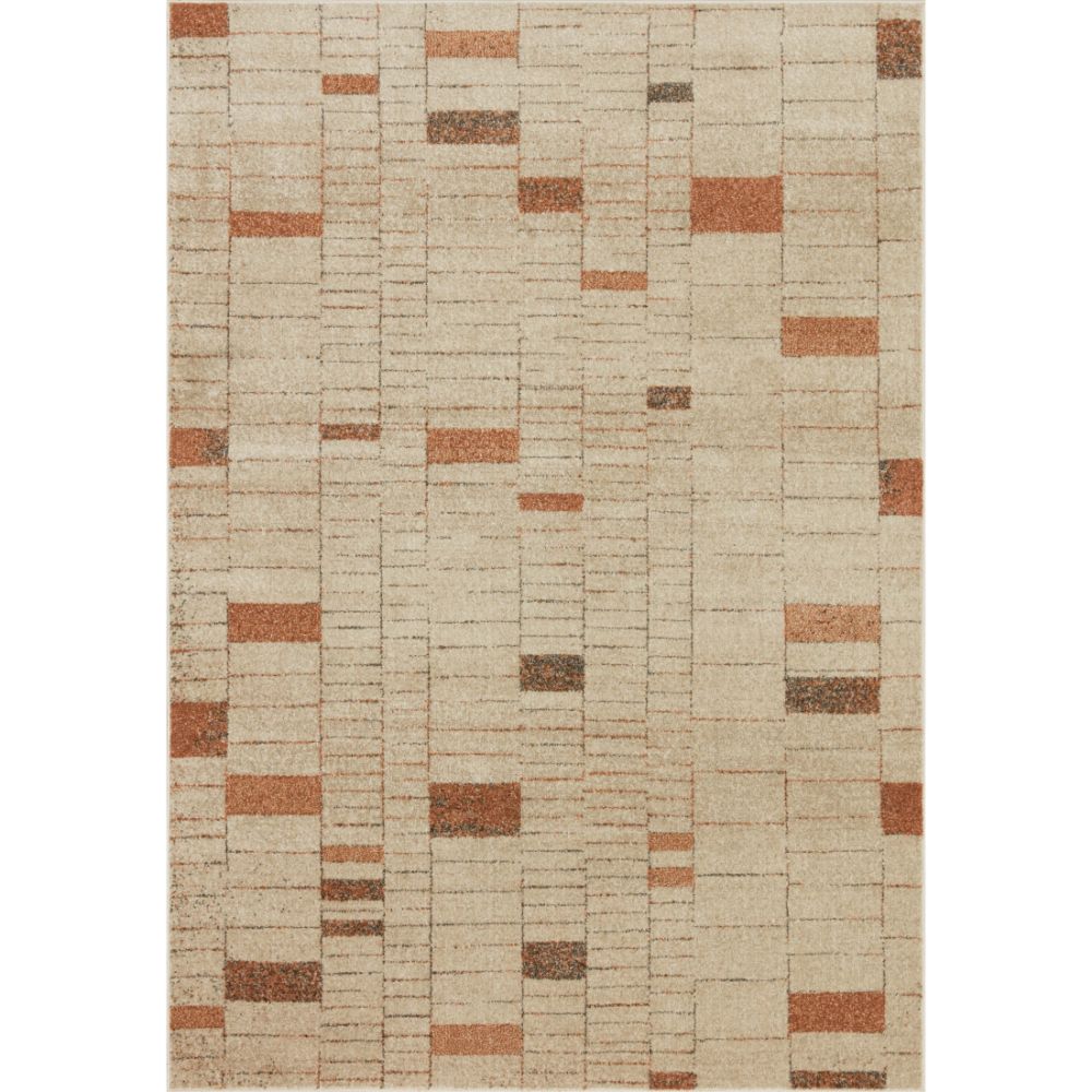 Loloi II BOW-02 BOWERY 18" x 18" Sample Rug in TANGERINE / TAUPE