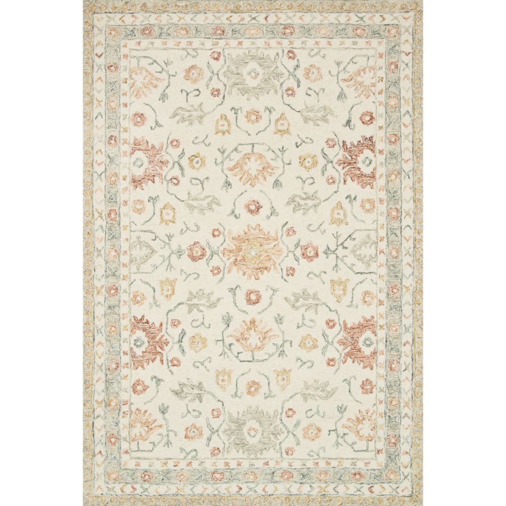 Loloi Rugs NOR-03 Norabel 1 ft. -6 in. X 1 ft. -6 in. Sample Swatch Rug in Ivory / Rust
