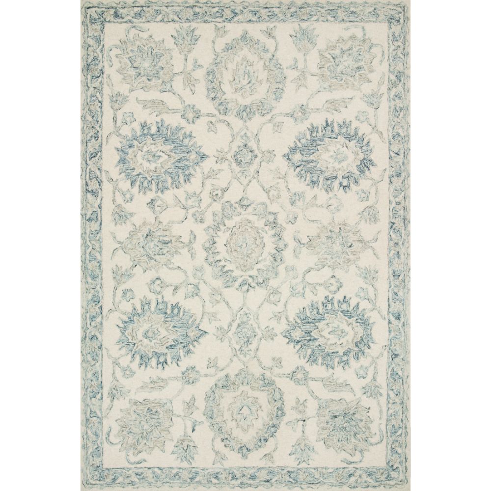 Loloi Rugs NOR-04 Norabel 1 ft. -6 in. X 1 ft. -6 in. Sample Swatch Rug in Ivory / Blue