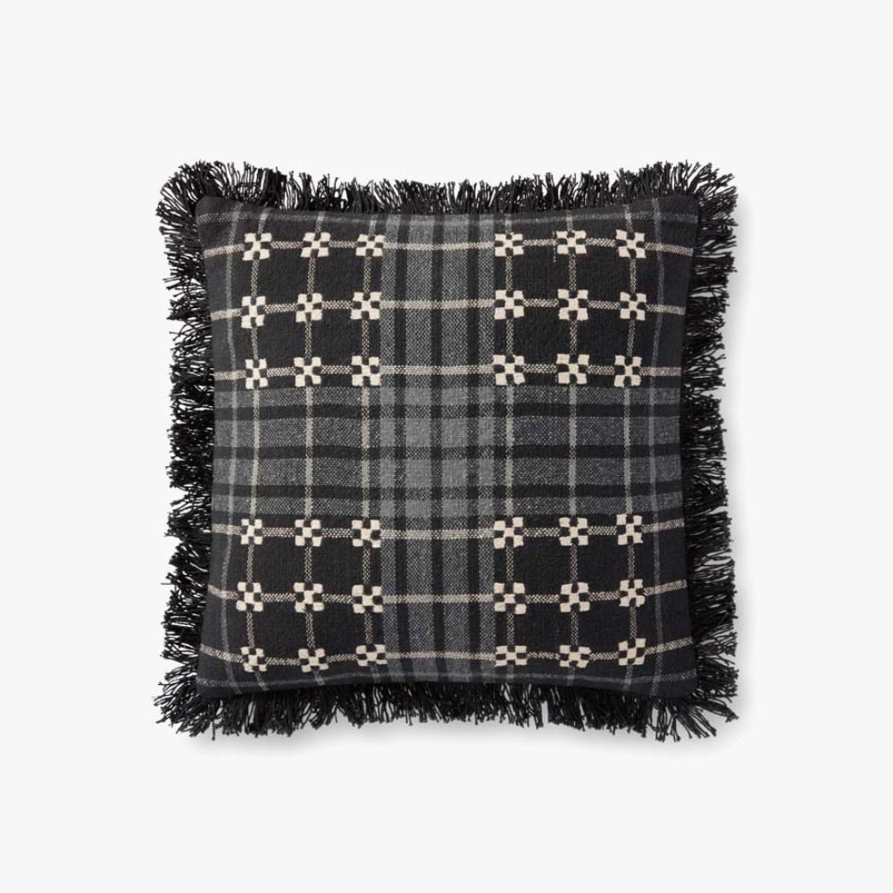 Loloi Rugs P0927 PILLOWS 18" x 18" Pillow in Black / Grey