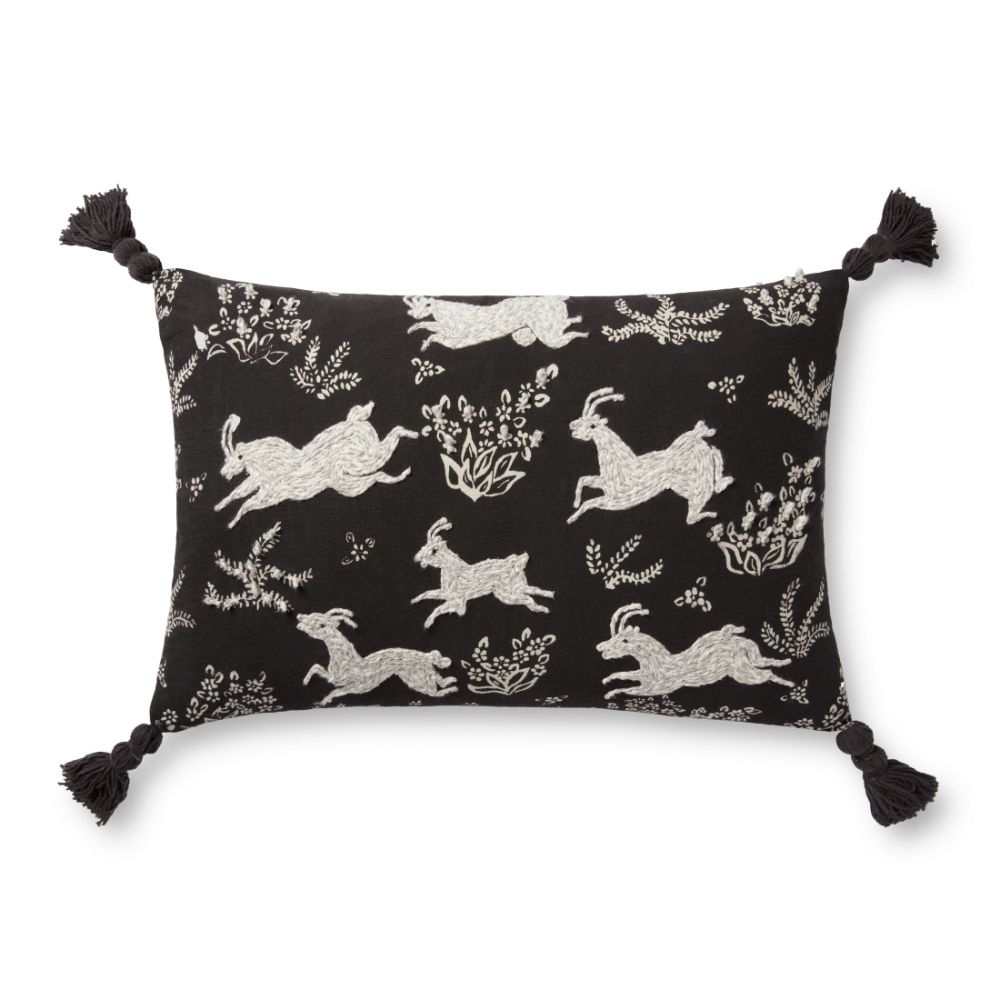 Loloi Rugs PLL0027 Pillow 13" x 21" in Black / Ivory