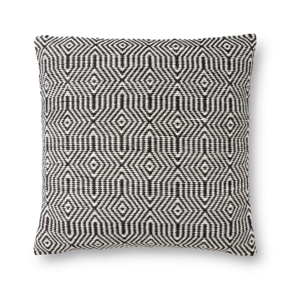 Loloi Rugs P0339 Pillow 22" x 22" in Black / White
