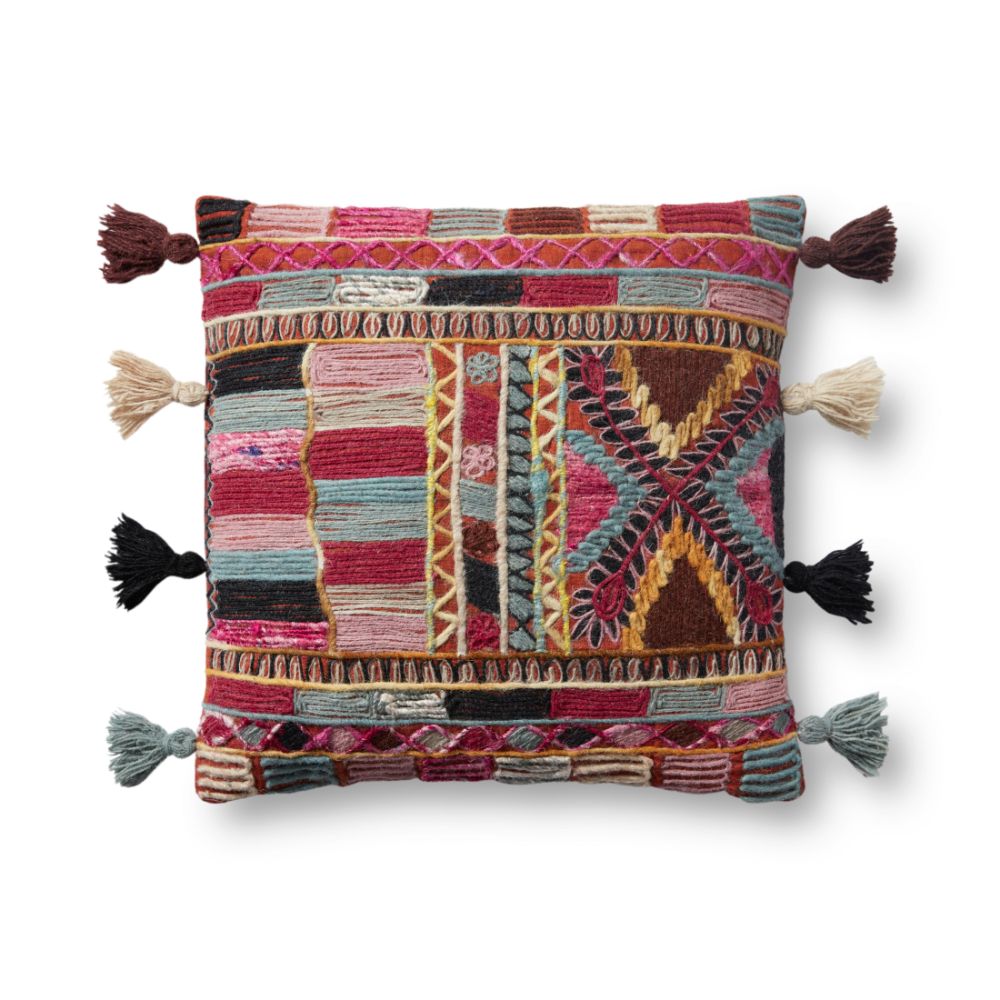Loloi Rugs PLL0015 Pillow 18" x 18" in Pink / Multi
