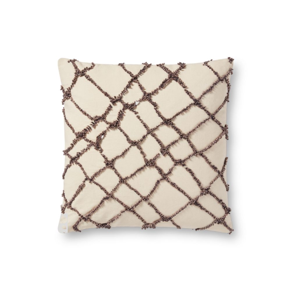 Loloi Rugs PLL0043 Pillow 18" x 18" in Ivory / Black
