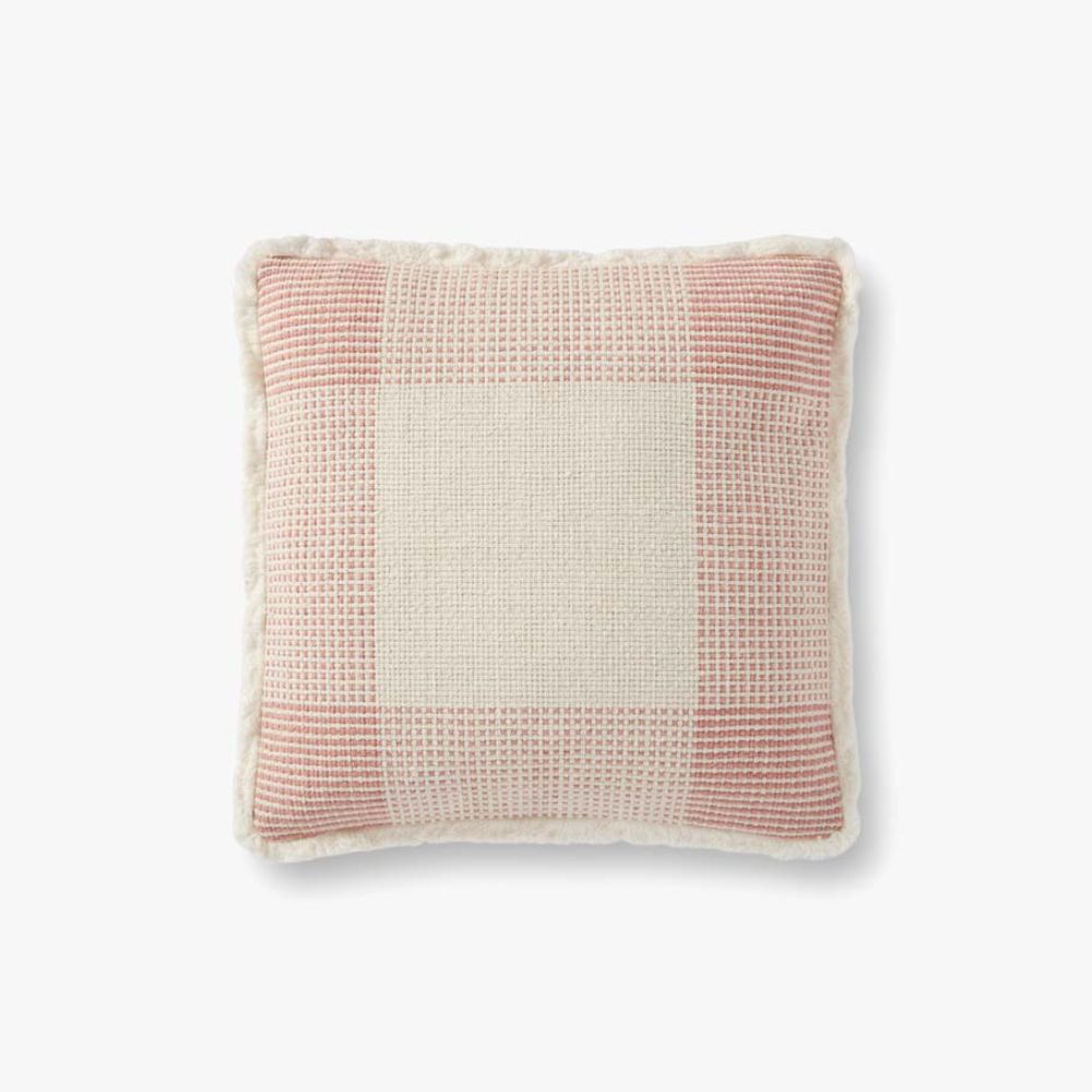 Loloi Rugs P0917 PILLOWS 18" x 18" Pillow in Natural / Pink