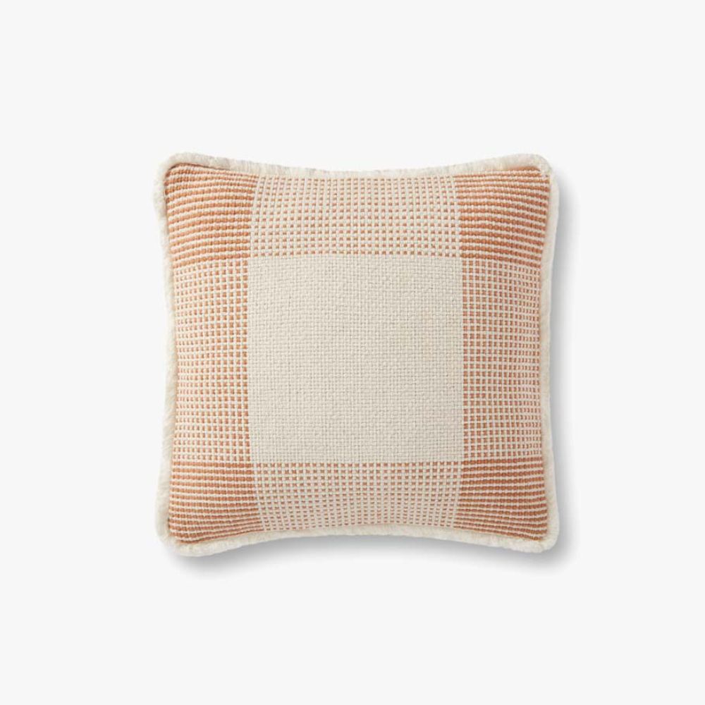 Loloi Rugs P0917 PILLOWS 18" x 18" Pillow in Natural / Rust