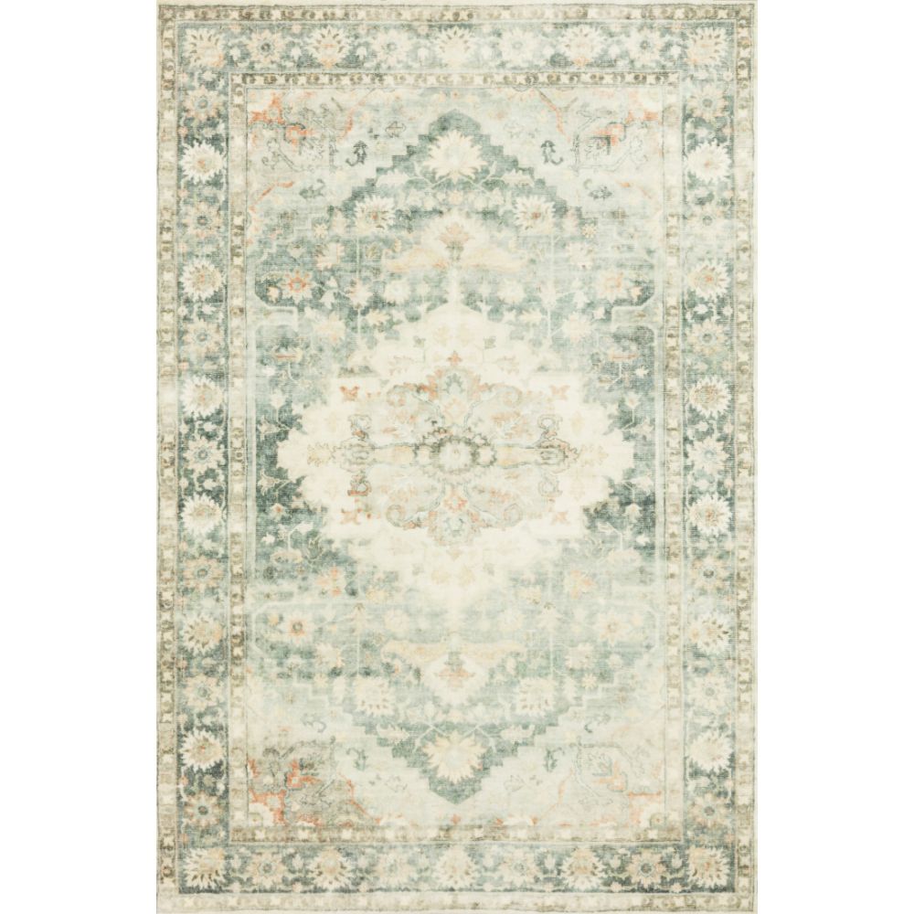 Loloi II ROS-08 Rosette 1 ft. -6 in. X 1 ft. -6 in. Sample Swatch Rug in Teal / Ivory